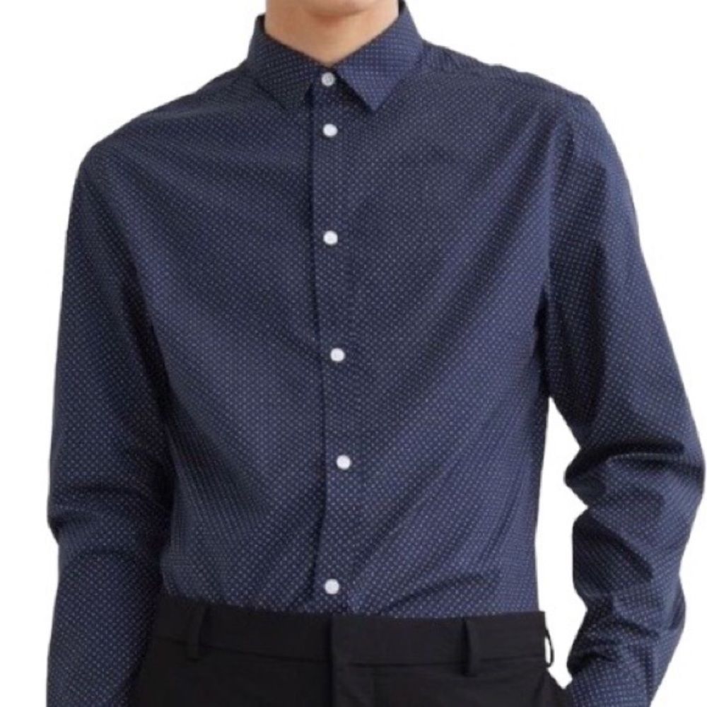 H&M Men's Blue Slim Fit Dress Shirt Long Sleeve Button Up Cotton Size Medium